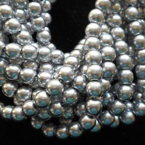 50 6mm Silver Czech glass druk beads, round druks, C11150