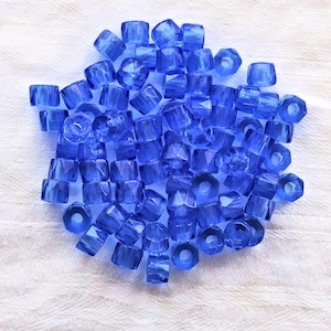 50 6mm Czech transparent medium sapphire blue, faceted pony, roller beads, large hole fire polished crow beads, C52150
