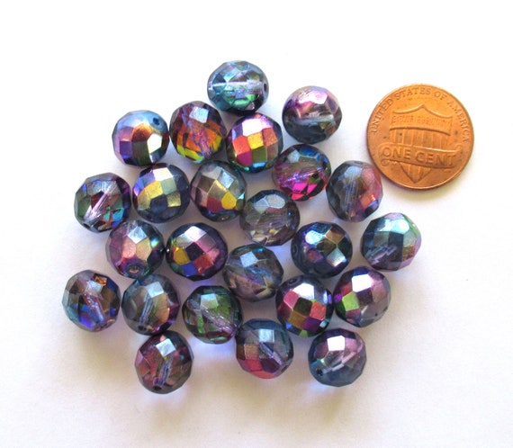 Ten Czech glass fire polished faceted round beads 10mm tutti frutti AB color mix beads C0077 Ten Czech glass fire polished faceted round beads 10mm tutti frutti AB color mix beads C0077