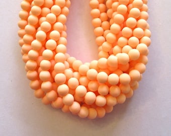 50 perles de verre tchèques de 6 mm - druks orange opaque Bondeli - perles druk rondes lisses C0058