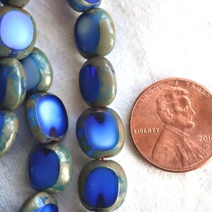 Ten 10 X 9mm Oval Czech Glass Beads Opaque Mabled Royal Blue - Etsy