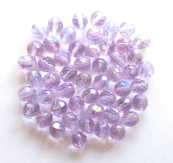 thumbnail image 2 of 20 Pieces Amethyst AB Czech Glass Faceted Beads – 8mm Round – For Jewelry Making 2 of 6