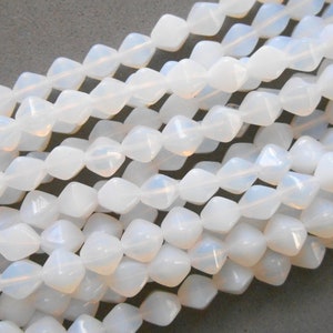 50 6mm Milky White bicone beads, pressed glass Czech bicones, C0082 image 1