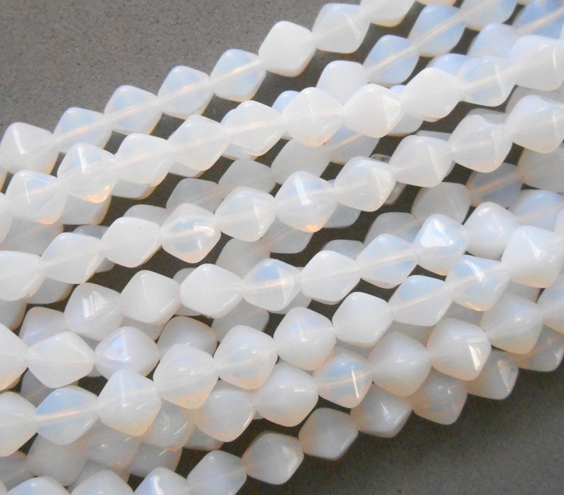 50 6mm Milky White bicone beads, pressed glass Czech bicones, C0082 image 1