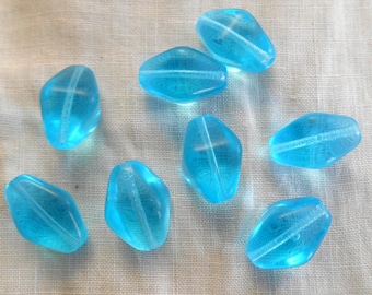 10 16 x 13mm aqua blue glass chunky lantern, diamond or tube beads C0004