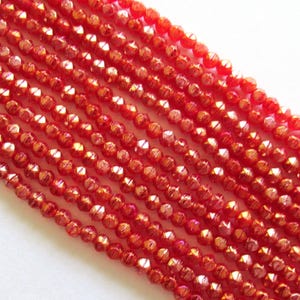 100 3mm English cut Czech glass beads - luster iris ruby red spacer beads - pressed glass beads - C0019
