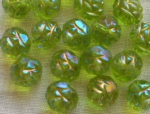 25 5x6mm Czech Glass Milky White Luster Iris Rosebud beads