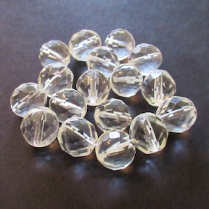 Ten Czech glass fire polished faceted round beads - 12mm crystal clear beads C0067