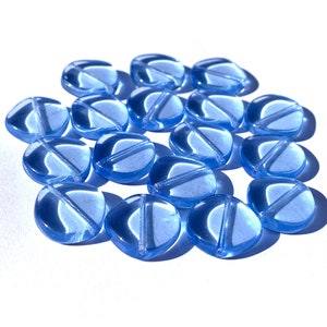 Ten 15mm Czech glass asymmetrical coin or disc beads light sapphire blue beads C0018 image 2