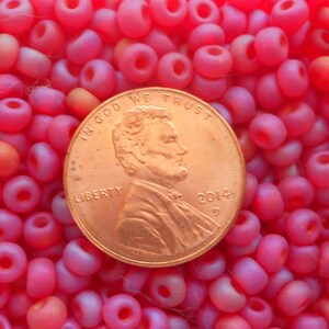 Pkg 24 grams Matte Ruby Red AB 6/0 Czech glass seed beads, Preciosa Rocaille 4mm spacer beads, C0601 image 2