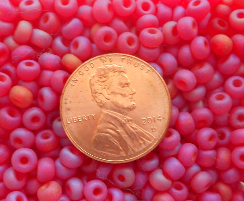 Pkg 24 grams Matte Ruby Red AB 6/0 Czech glass seed beads, Preciosa Rocaille 4mm spacer beads, C0601 image 2