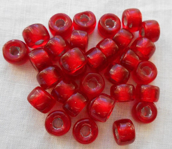 8mm Ruby red large hole Czech glass beads