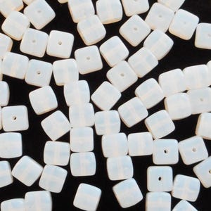 Lot of 25 Milky White Cube Beads, 5 x 7mm Czech glass beads, C4225