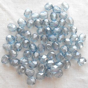 50 4mm Czech glass Lumi Blue Baroque beads, firepolished faceted round glass beads C6450