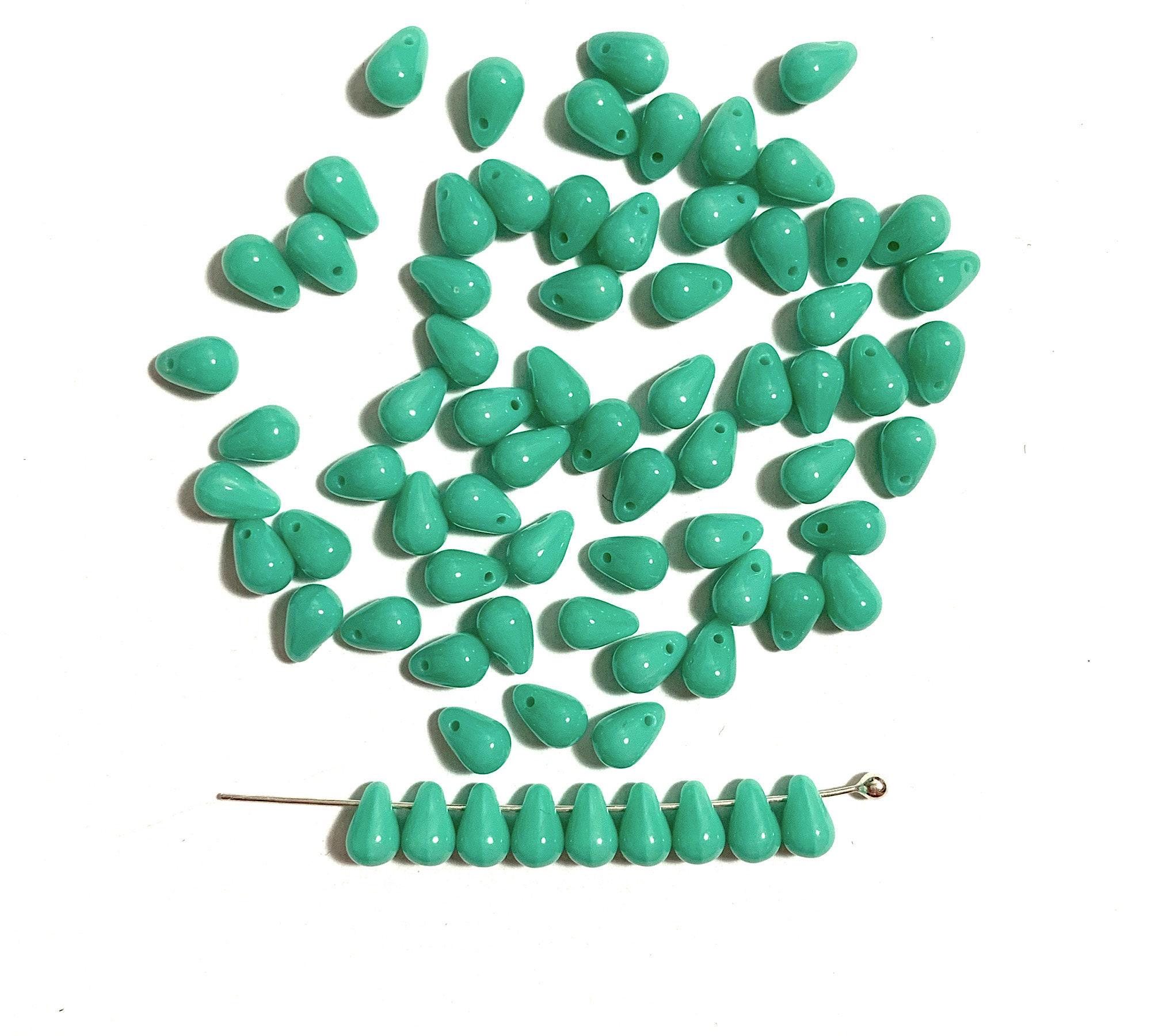 Fifty Small Czech Glass Teardrop Beads X 4mm Opaque