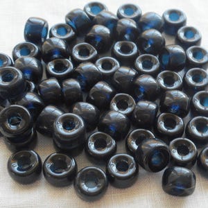 25 9 mm Tschechische Montana Blau Glas Pony Roller Perlen, Großloch Krähenperlen, C7601