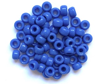 Venticinque perline di vetro ceco pony, corvo, rullo da 9 mm - perline blu opaco con foro grande - C0062