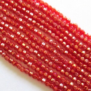 100 3mm English cut Czech glass beads - luster iris ruby red spacer beads - pressed glass beads - C0019