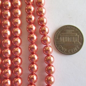 50 6mm Preciosa Czech glass pearl druk beads - pink blush smooth round glass pearls C0096 image 3