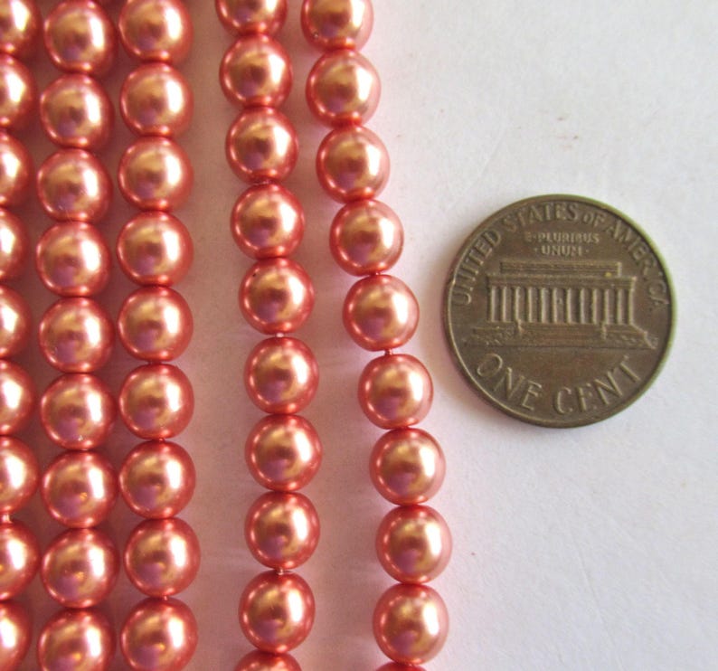 50 6mm Preciosa Czech glass pearl druk beads - pink blush smooth round glass pearls C0096 image 3