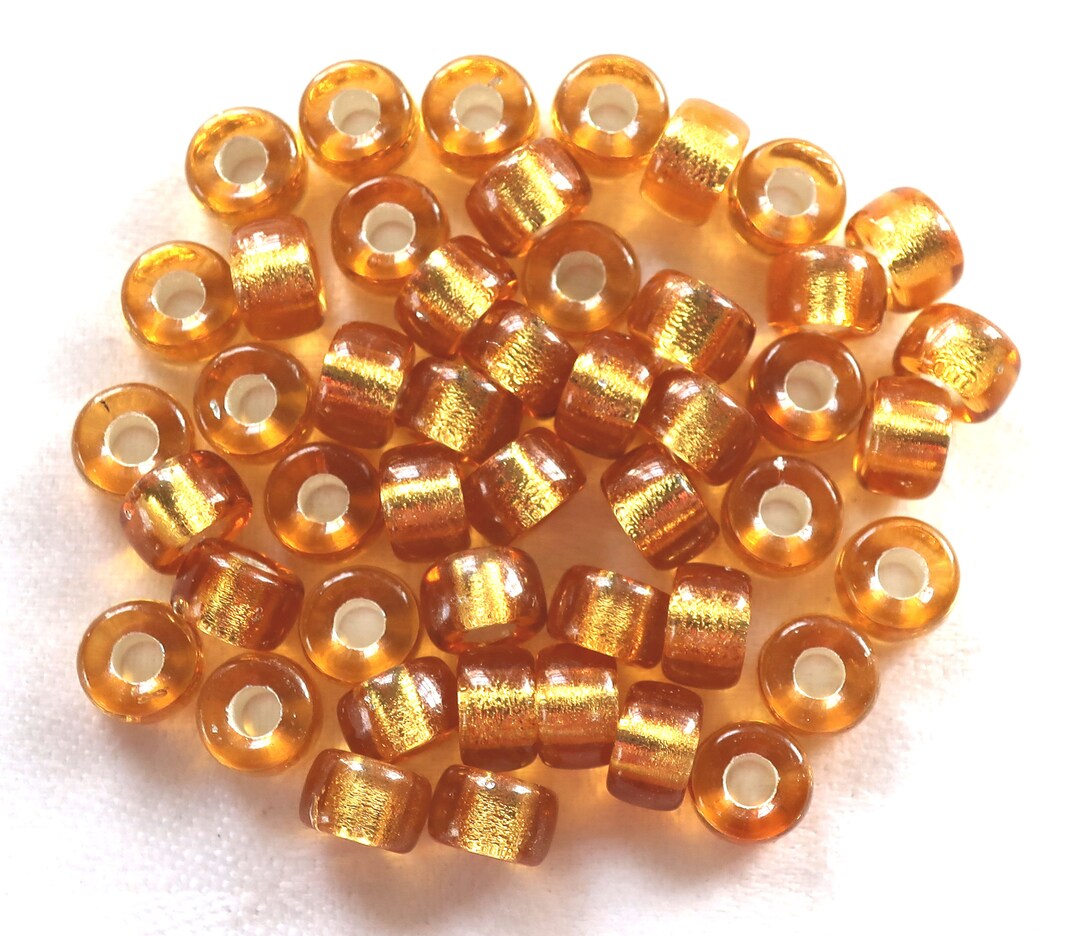 Lot of 25 9mm Light Topaz Silver Lined Czech Glass Pony Beads