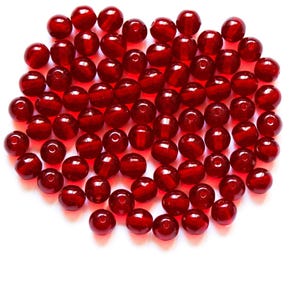 Lot of 50 6mm Czech glass druks - ruby red light garnet smooth round druk beads C0023