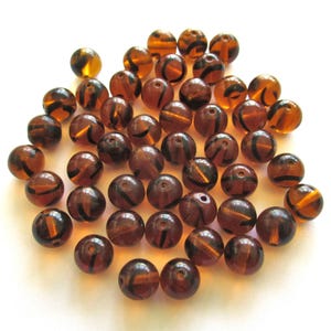 Lot of 25 8mm Czech glass druk beads - tortoise shell brown smooth round druks, C0023