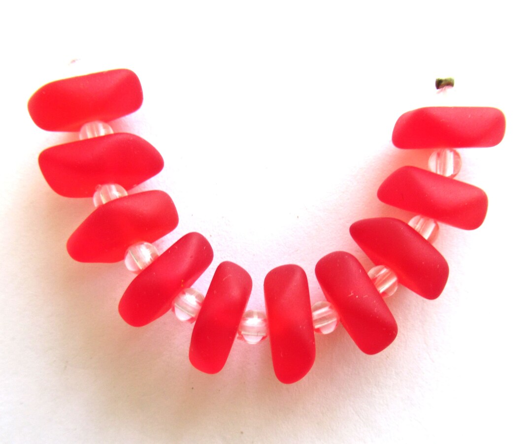 10 Faux Sea Glass Thick Button or Spacer Beads 12 14mm X Etsy