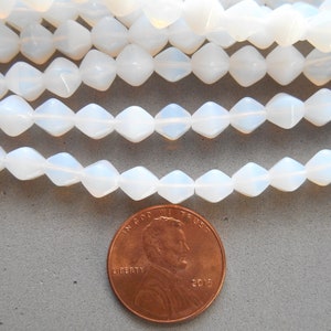 50 6mm Milky White bicone beads, pressed glass Czech bicones, C0082 image 2