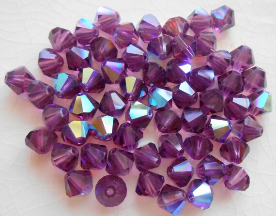 100 3mm Fuchsia Pink AB Faceted Czech Glass Fire Polished Beads Preciosa