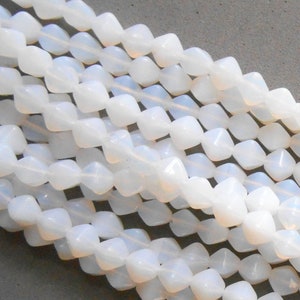 50 6mm Milky White bicone beads, pressed glass Czech bicones, C0082 image 3