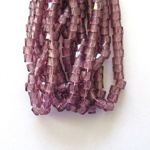 50 6mm Czech glass pony beads - amethyst crow,  roller beads - large hole iridescent purple faceted fire polished beads, C00521