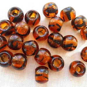 Six 12mm round Tortoiseshell, Tortoise Shell, Topaz Brown Czech glass big hole druk beads, 4.5mm large hole, Pandora, European druks,  C4801