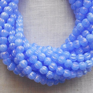 Lot of 100 3mm Luster Milky Sapphire blue Czech pressed glass melon beads C4650