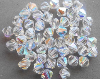 Lot de 24 perles toupies en cristal AB tchèque Preciosa de 6 mm, toupies en cristal de verre à facettes AB C4801