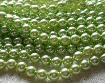 50 perle di vetro verde da 6 mm, crisolito chiaro, perle di vetro ceche Preciosa rotonde e lisce verde menta C0086