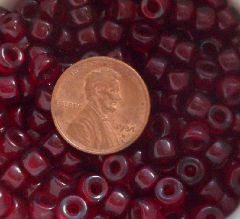 50 6mm Czech Garnet, Ruby Red glass pony roller beads, large hole crow beads, C0093 image 2