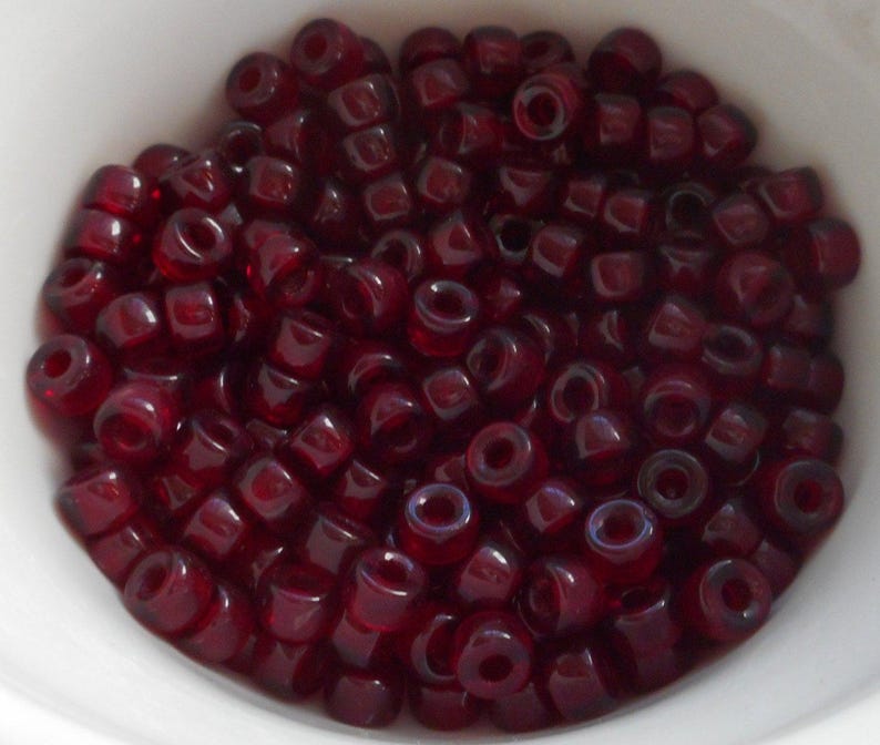 50 6mm Czech Garnet, Ruby Red glass pony roller beads, large hole crow beads, C0093 image 3