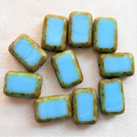 10 Clear Chicklet Square Glass Beads 8MM