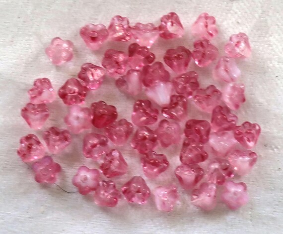 50 Violet AB Bell Flower Czech Glass Beads 6mm x 4mm