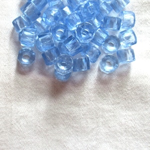 Lot of 25 9mm Czech faceted glass pony or roller beads - transparent light sapphire blue large hole crow beads
