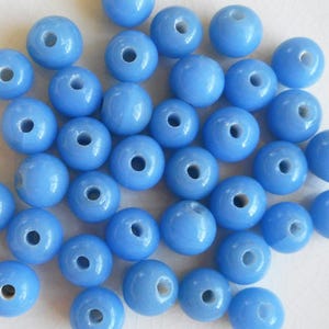Diez cuentas de vidrio de 12 mm, de color azul cielo opaco brillante, con agujeros grandes de 3 mm, cuentas druk redondas y lisas, fabricadas en India C8401