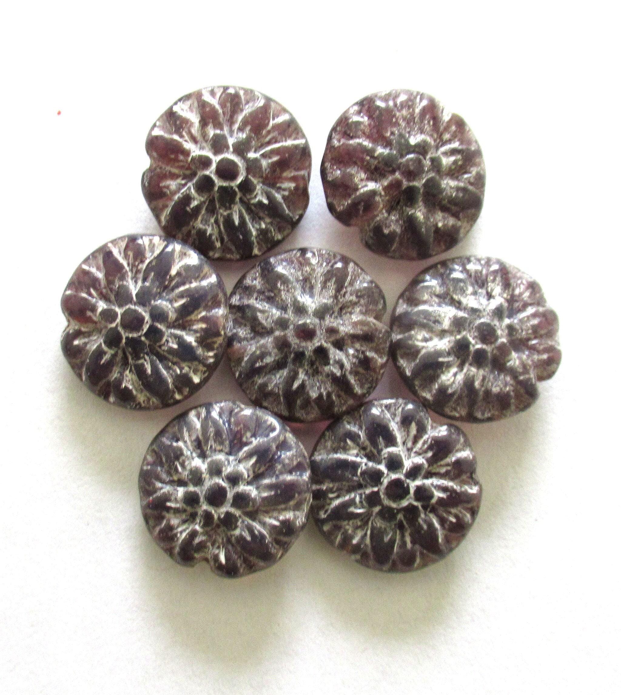 Five Czech Glass Dahlia Flower Beads 14mm Translucent Amethyst
