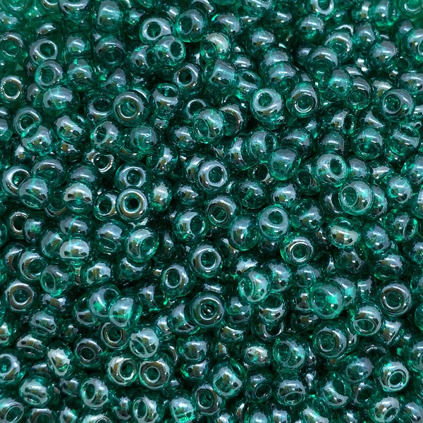 24 grams Czech glass seed beads - 6/0 teal luster blue green Preciosa Rocaille seed beads - C0055