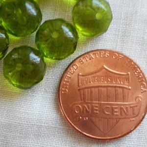 thumbnail image 2 of 25x 8mm Opaque Olive Green Glass Faceted Rondelle Beads 2 of 5