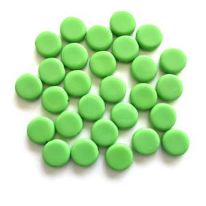 15 Czech glass coin beads - 10mm opaque green disc beads C0096