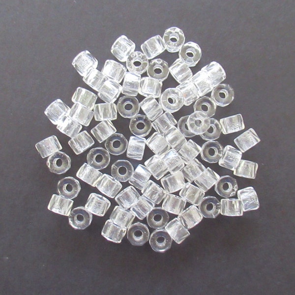 Lot of 50 6mm Czech glass faceted pony, roller or crow beads -  crystal clear large hole, fire polished, faceted beads C00011