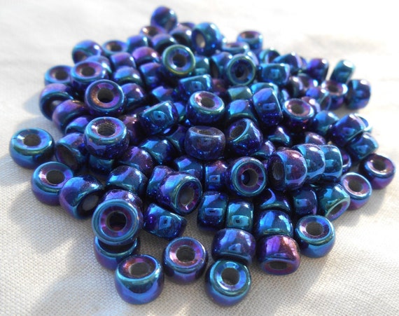 Pony Beads Purple Matte Crow Beads 6x9mm Large Hole Made in USA 
