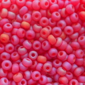 Pkg 24 grams Matte Ruby Red AB 6/0 Czech glass seed beads, Preciosa Rocaille 4mm spacer beads, C0601 image 1