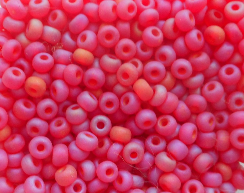 Pkg 24 grams Matte Ruby Red AB 6/0 Czech glass seed beads, Preciosa Rocaille 4mm spacer beads, C0601 image 1